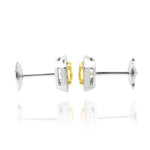 Light Yellow Radiant Diamond Halo Earrings 