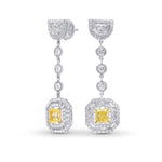 Fancy Light Yellow Radiant and Half-moon drop couture earrings