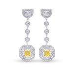 Fancy Light Yellow Radiant and Half-moon drop couture earrings