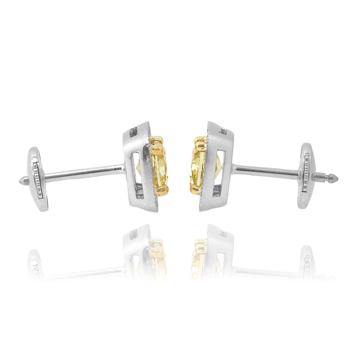 Fancy Intense Yellow Cushion Diamond Halo Earrings
