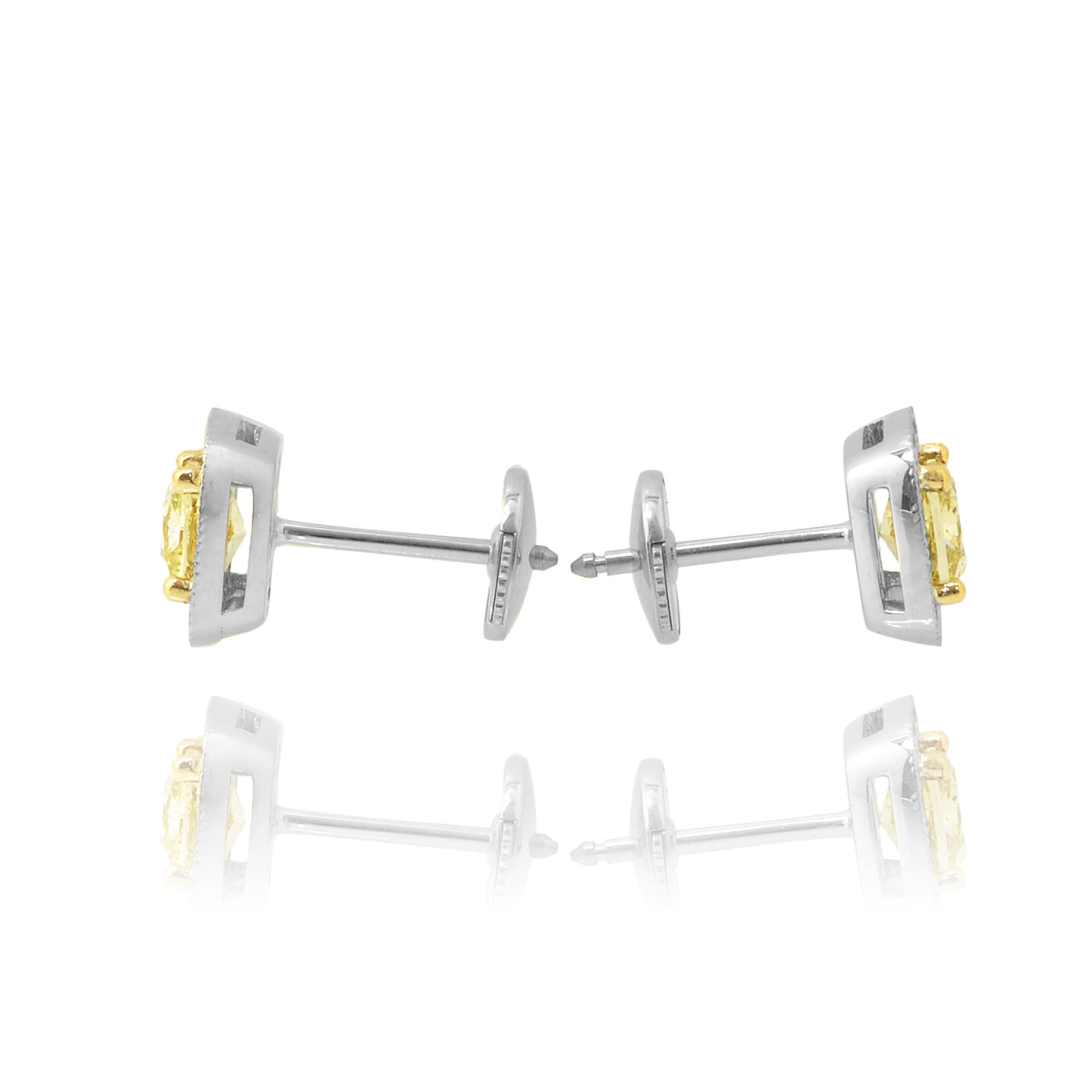 Fancy Intense Yellow Cushion Diamond Halo Earrings