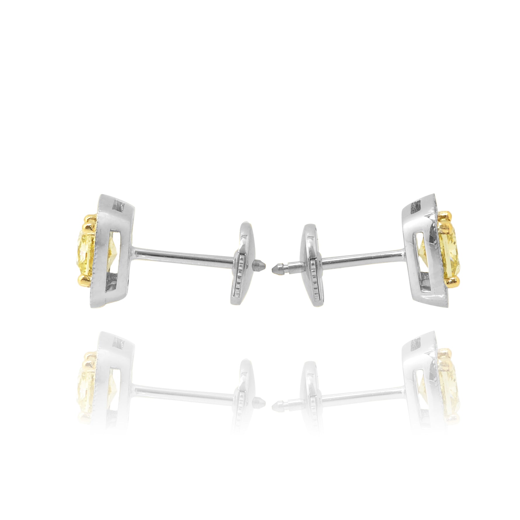 Fancy Intense Yellow Cushion Diamond Halo Earrings
