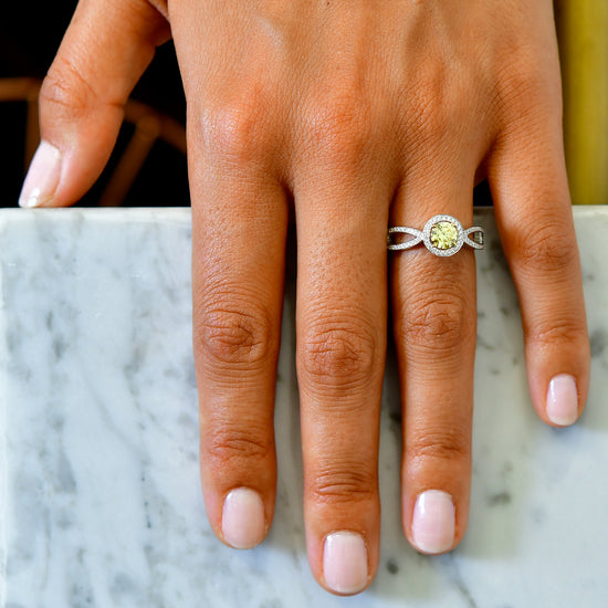 Fancy Intense Yellow Round Brilliant Diamond Engagement Ring