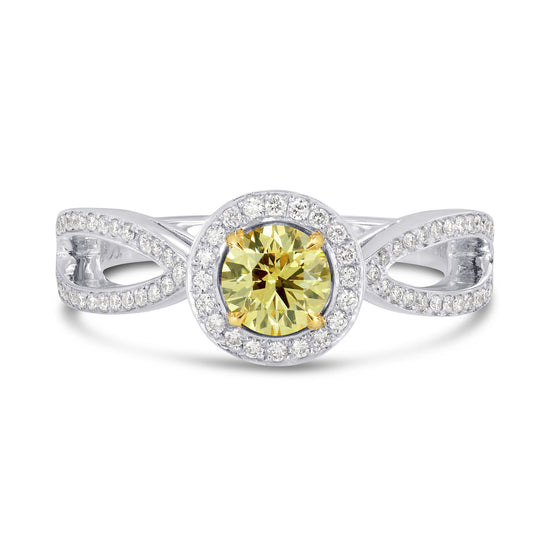 Fancy Intense Yellow Round Brilliant Diamond Engagement Ring