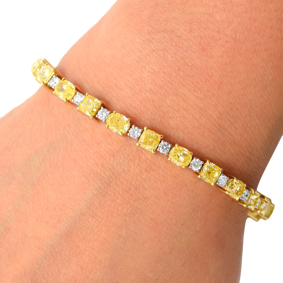 Fancy Intense Yellow Mixed Shape Diamond Bracelet