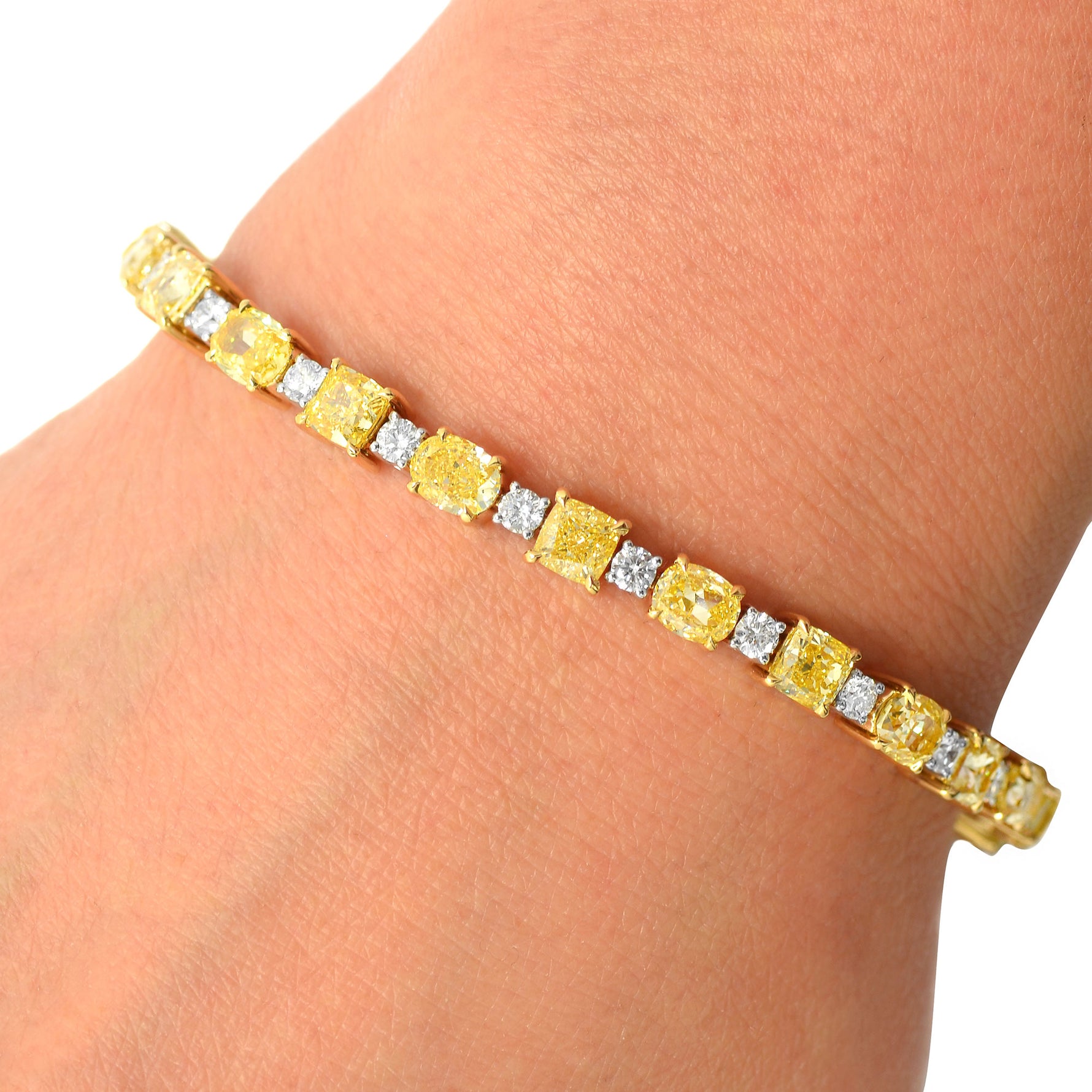 Fancy Intense Yellow Mixed Shape Diamond Bracelet