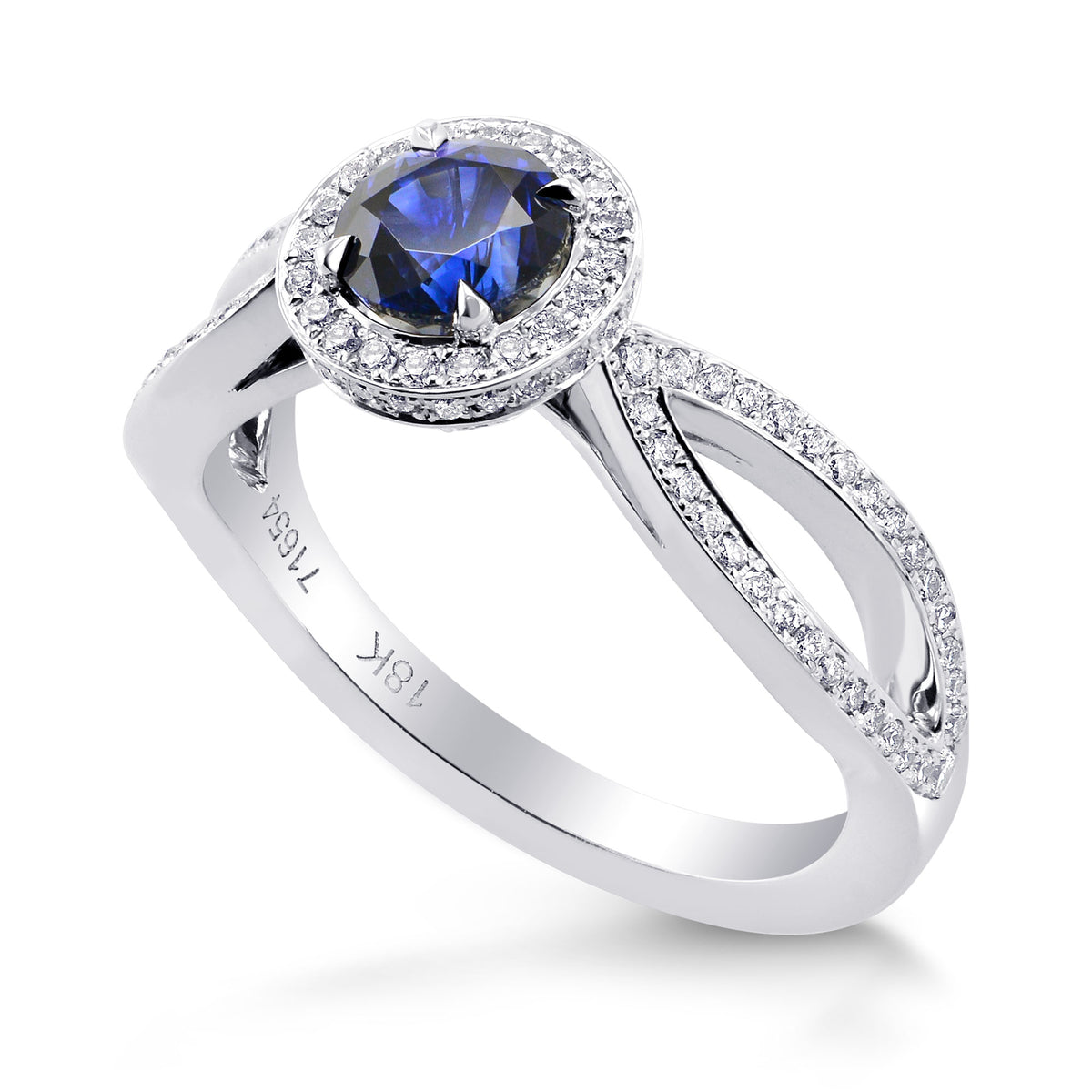 Round Sapphire & Diamond Engagement Ring