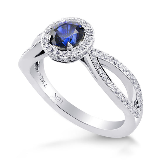 Round Sapphire & Diamond Engagement Ring