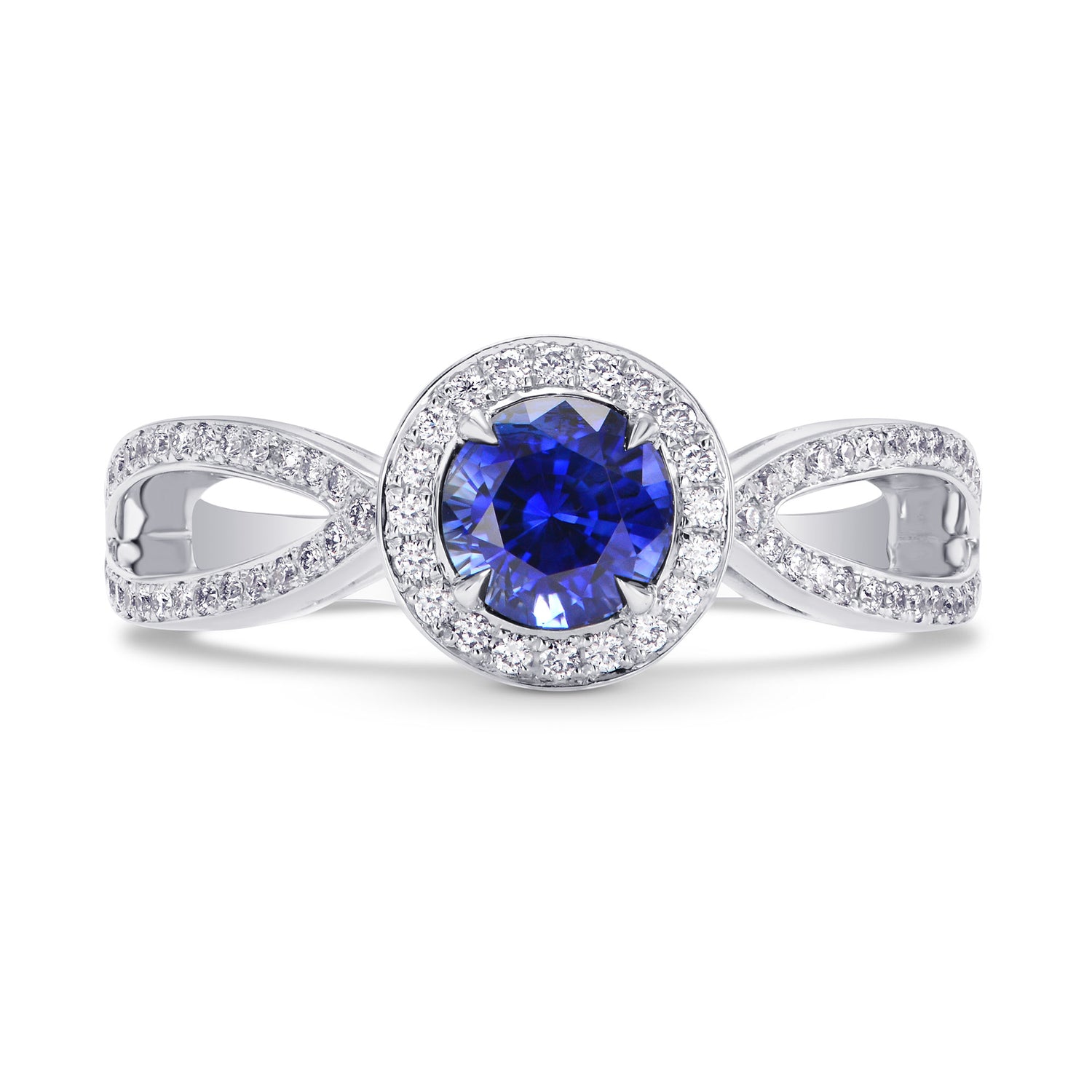 Round Sapphire & Diamond Engagement Ring