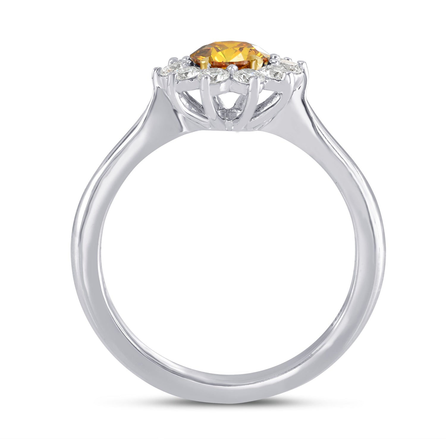 Fancy Deep Brownish Yellowish Orange Round Brilliant Diamond Halo Ring