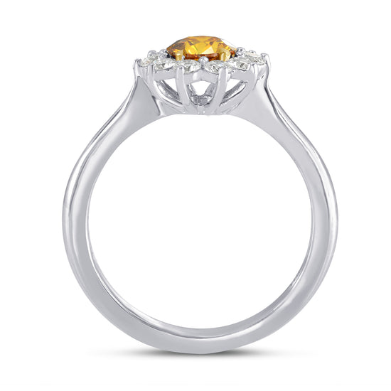Fancy Deep Brownish Yellowish Orange Round Brilliant Diamond Halo Ring