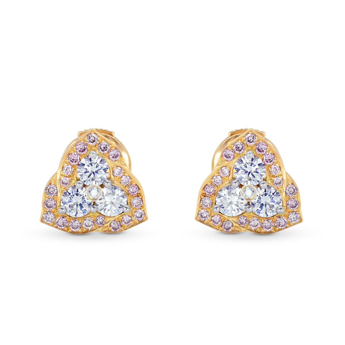 Fancy Pink and White Diamond Pave set Earrings