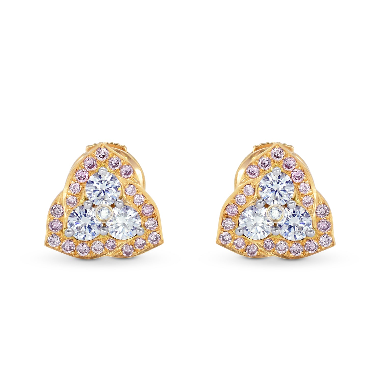 Fancy Pink and White Diamond Pave set Earrings