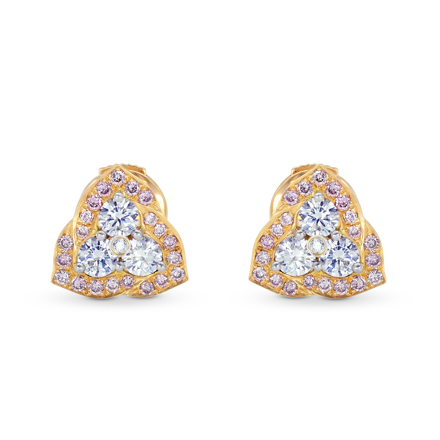 Fancy Pink and White Diamond Pave set Earrings