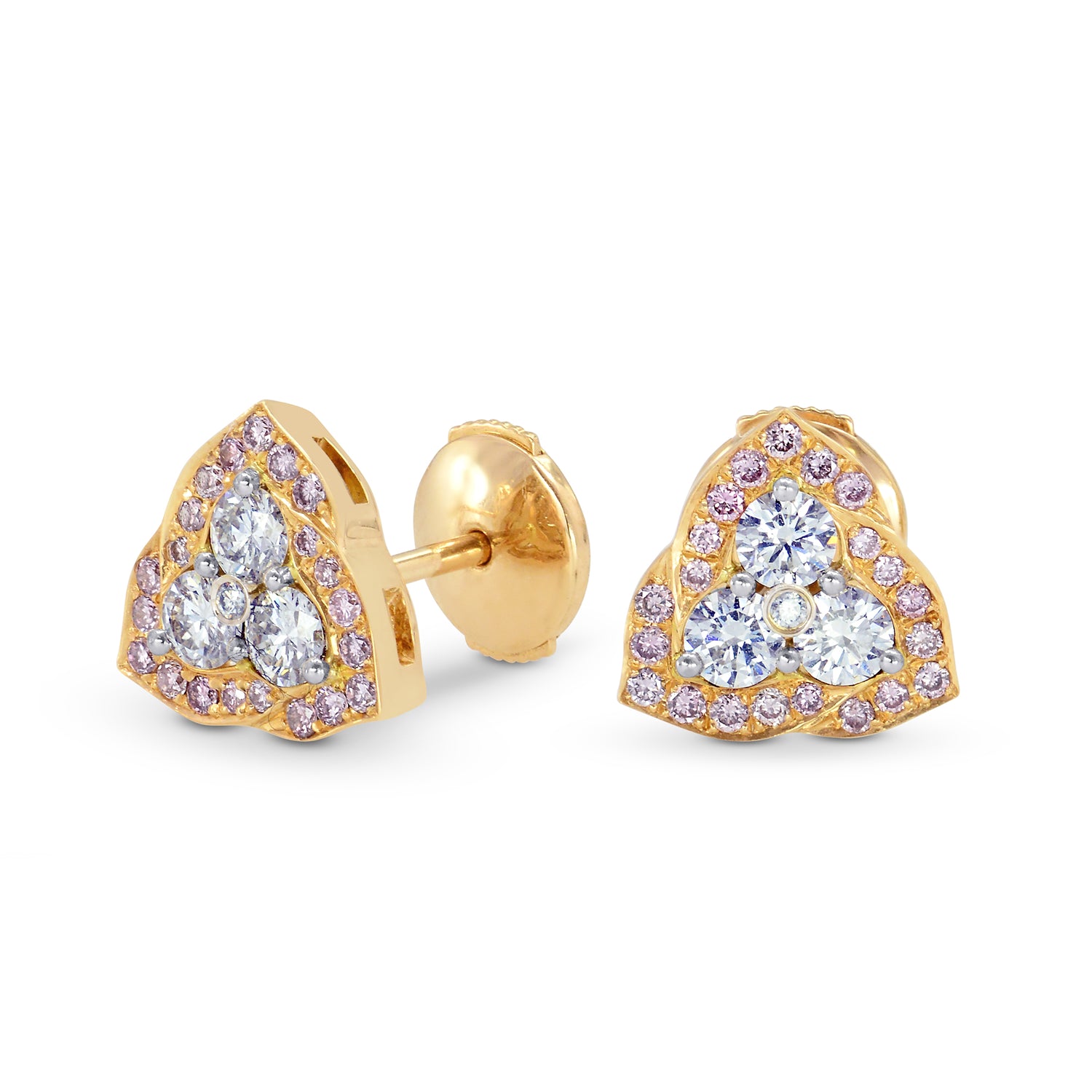 Fancy Pink and White Diamond Pave set Earrings