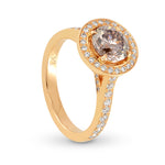 Fancy Dark Pinkish Brown Diamond Halo Engagement Ring