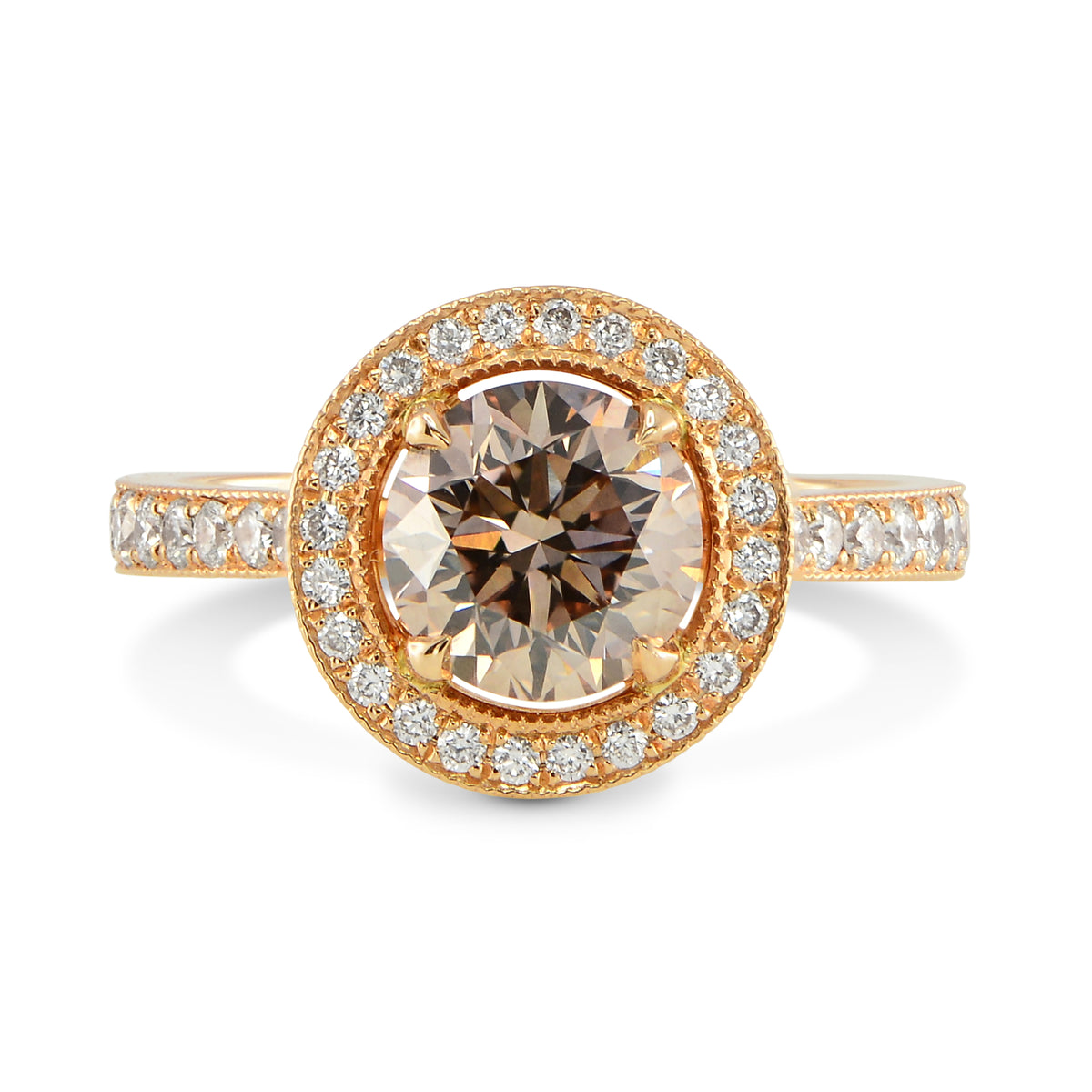 Fancy Dark Pinkish Brown Diamond Halo Engagement Ring
