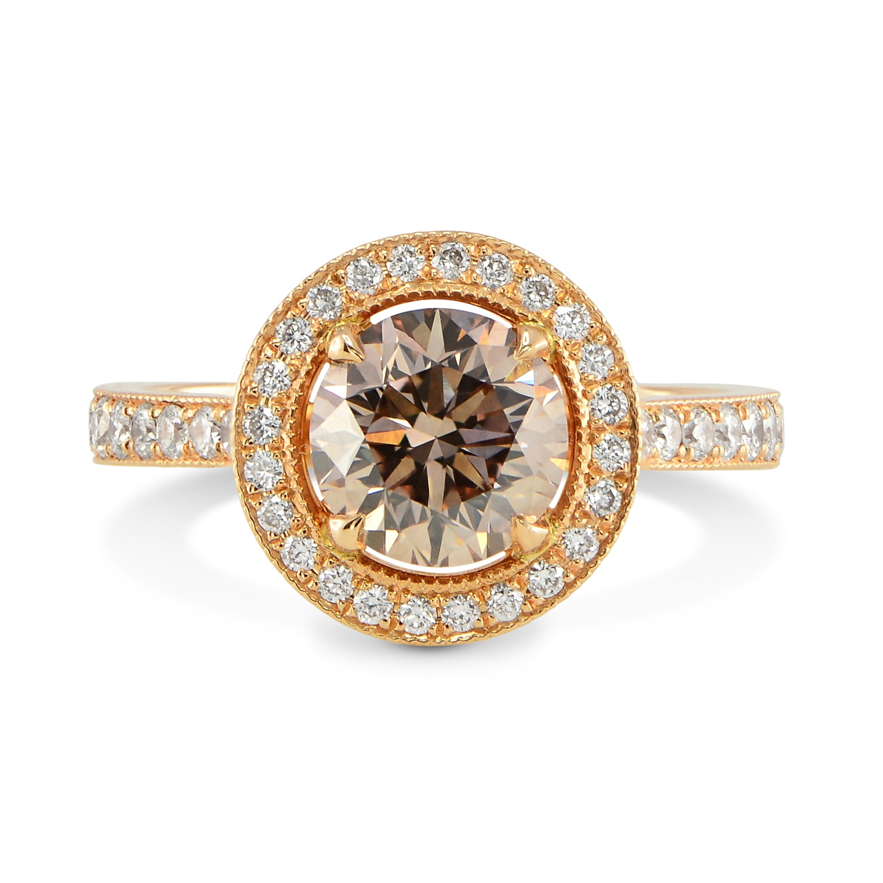 Fancy Dark Pinkish Brown Diamond Halo Engagement Ring