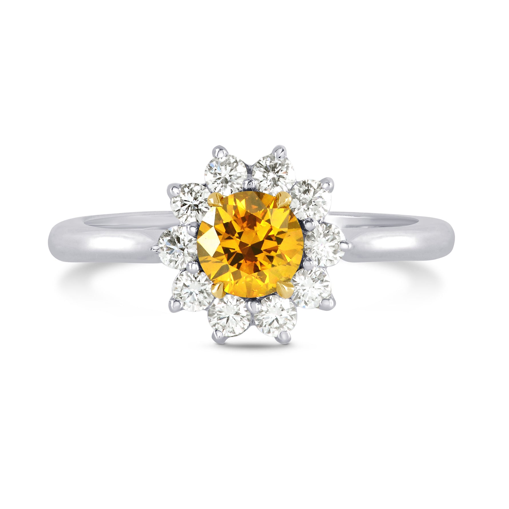 Fancy Vivid Orange Yellow Round Brilliant Diamond Ring