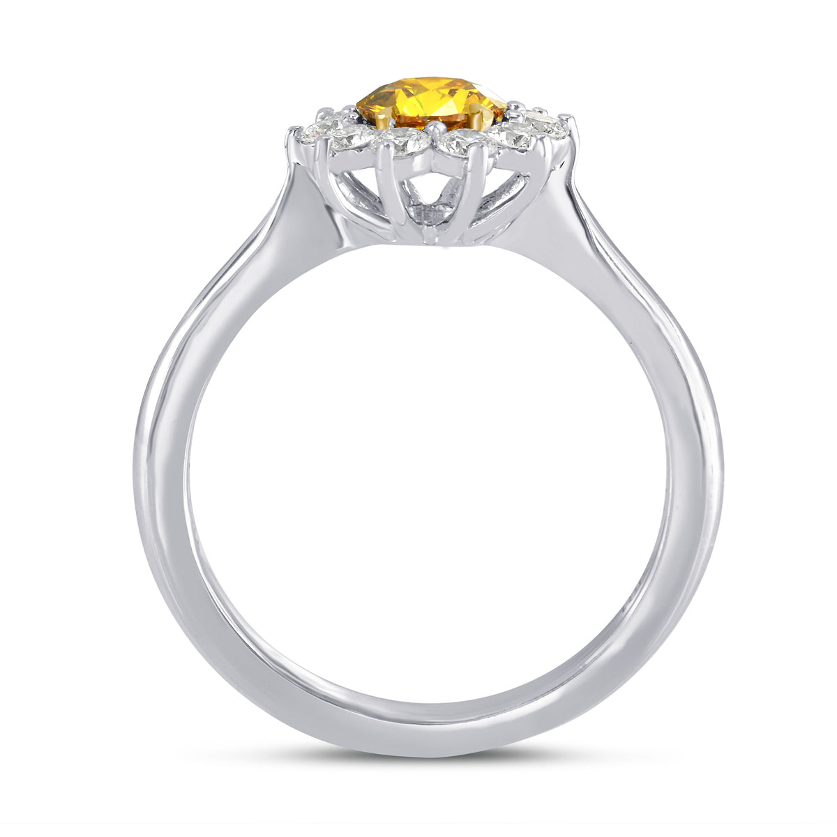 Fancy Vivid Orange Yellow Round Brilliant Diamond Ring