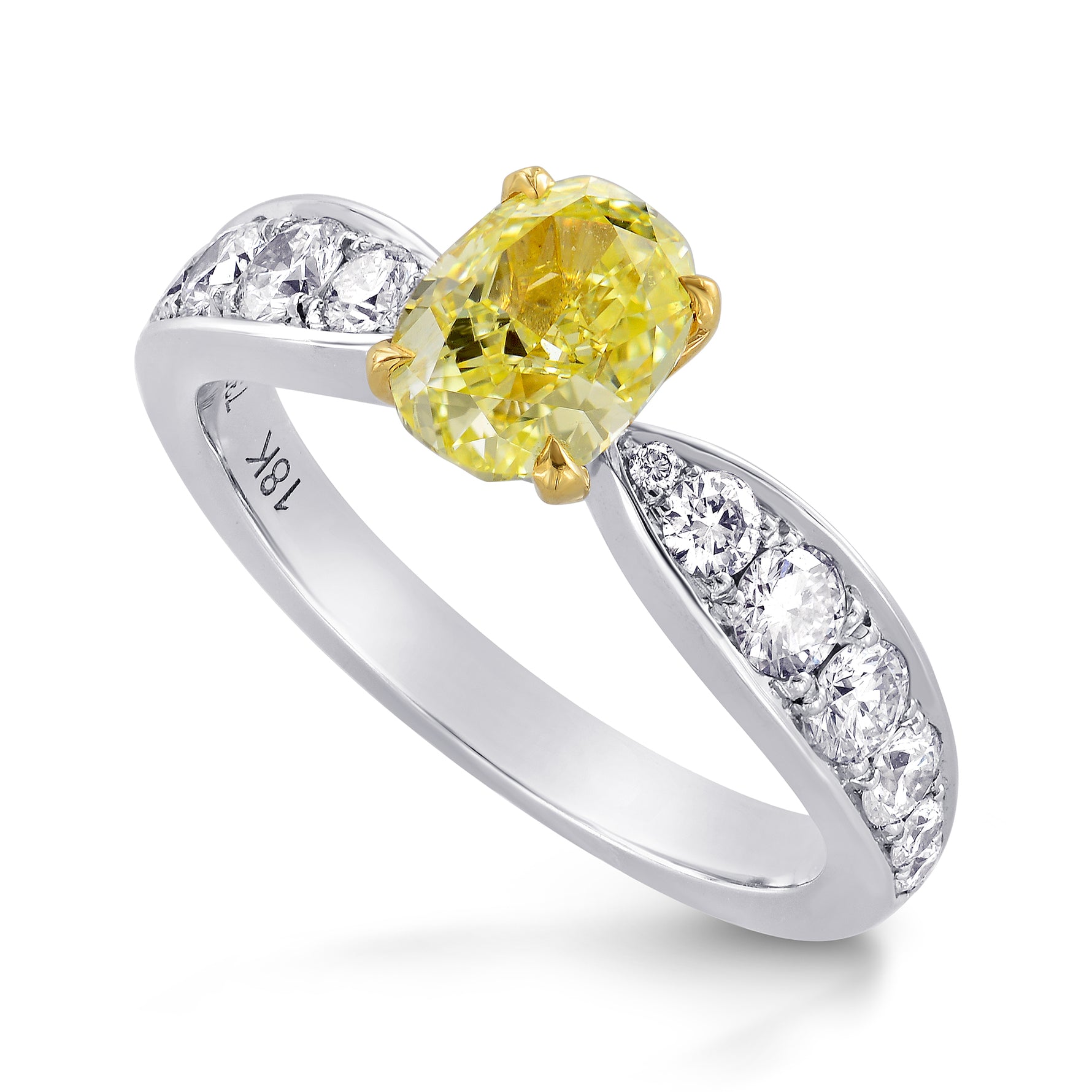 Fancy Yellow oval diamond & pave ring
