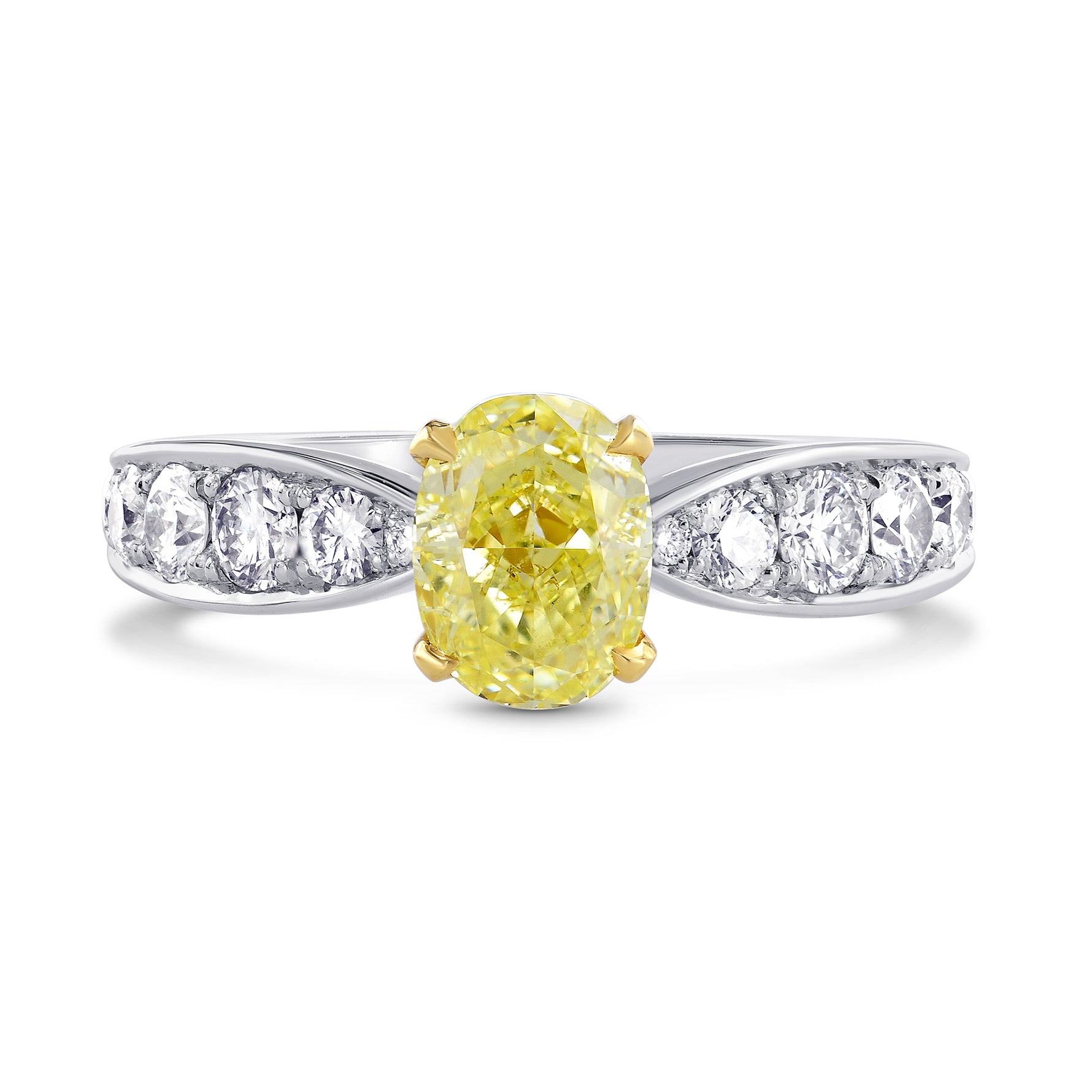 Fancy Yellow oval diamond & pave ring