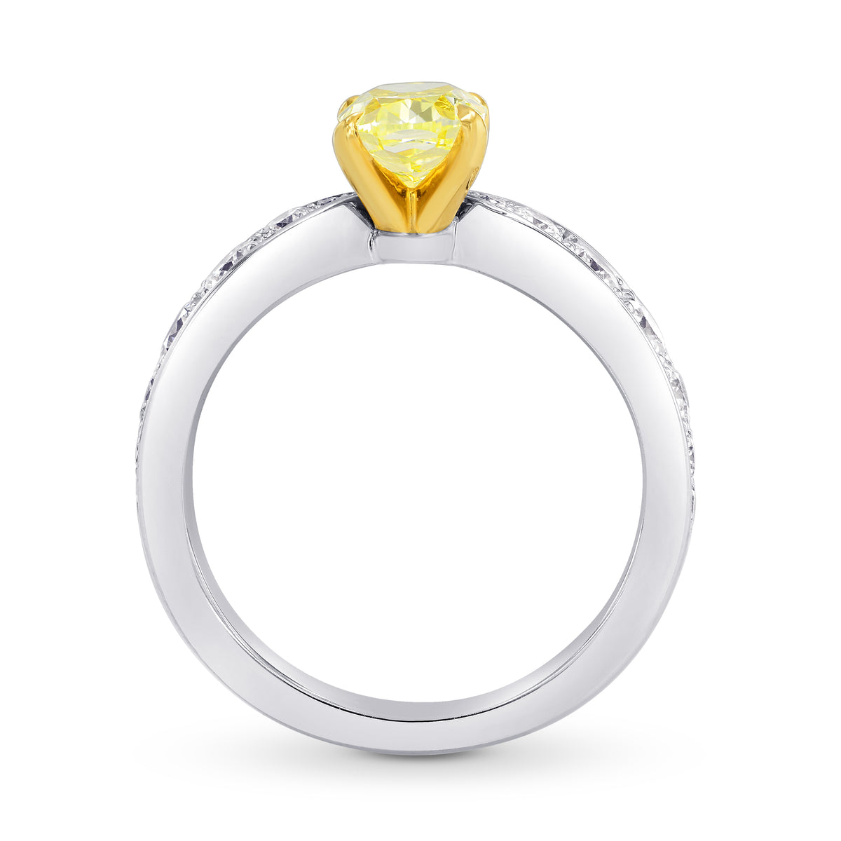 Fancy Yellow oval diamond & pave ring