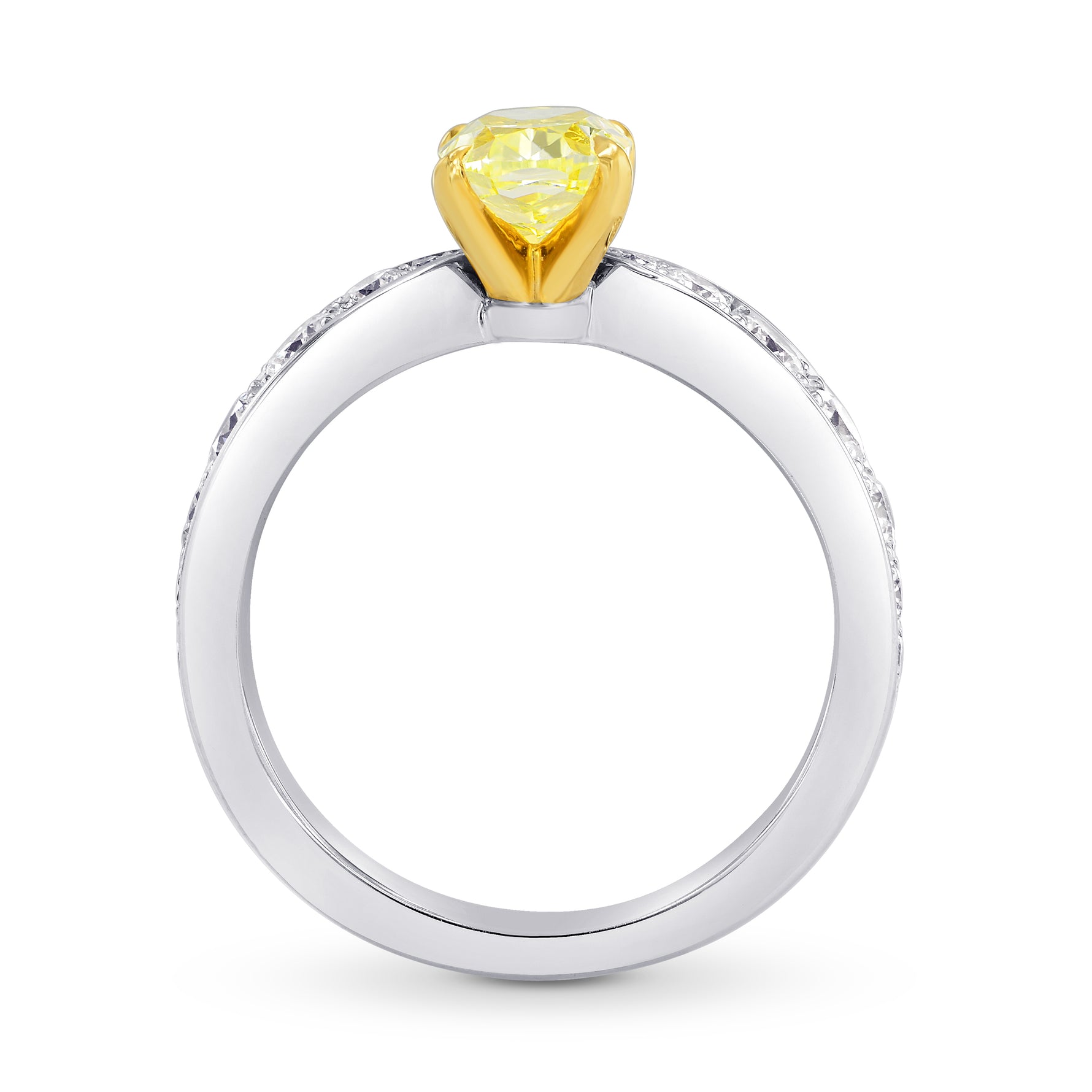 Fancy Yellow oval diamond & pave ring