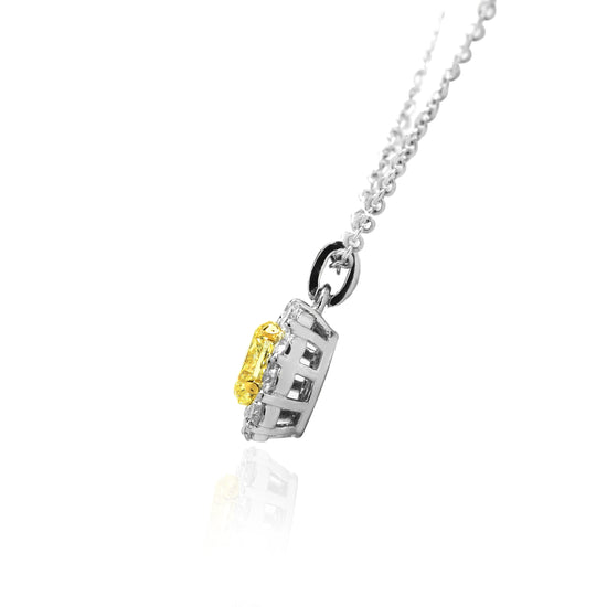 Light Yellow Oval Diamond Halo Pendant