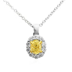 Light Yellow Oval Diamond Halo Pendant