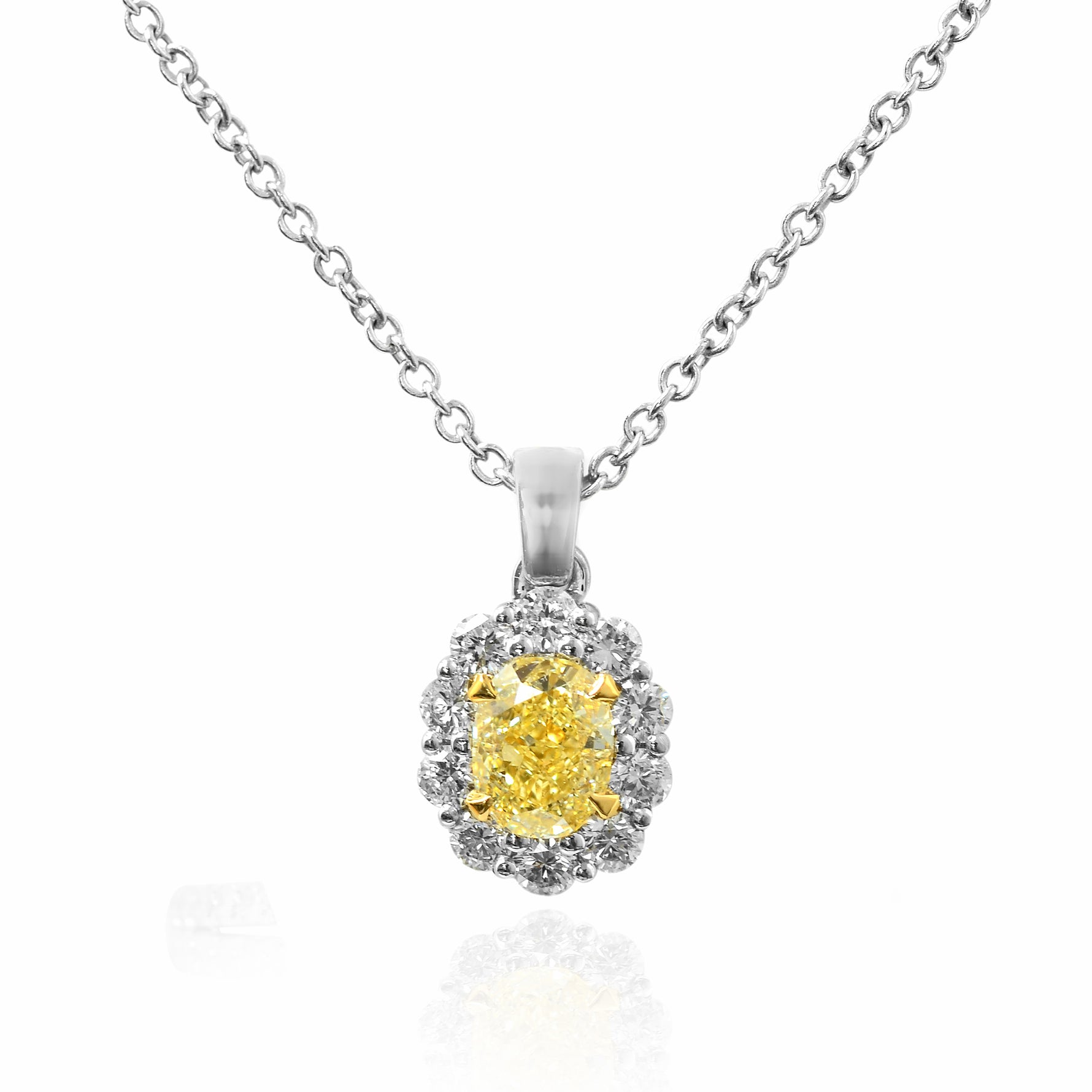 Fancy Light Yellow Oval Diamond Pendant