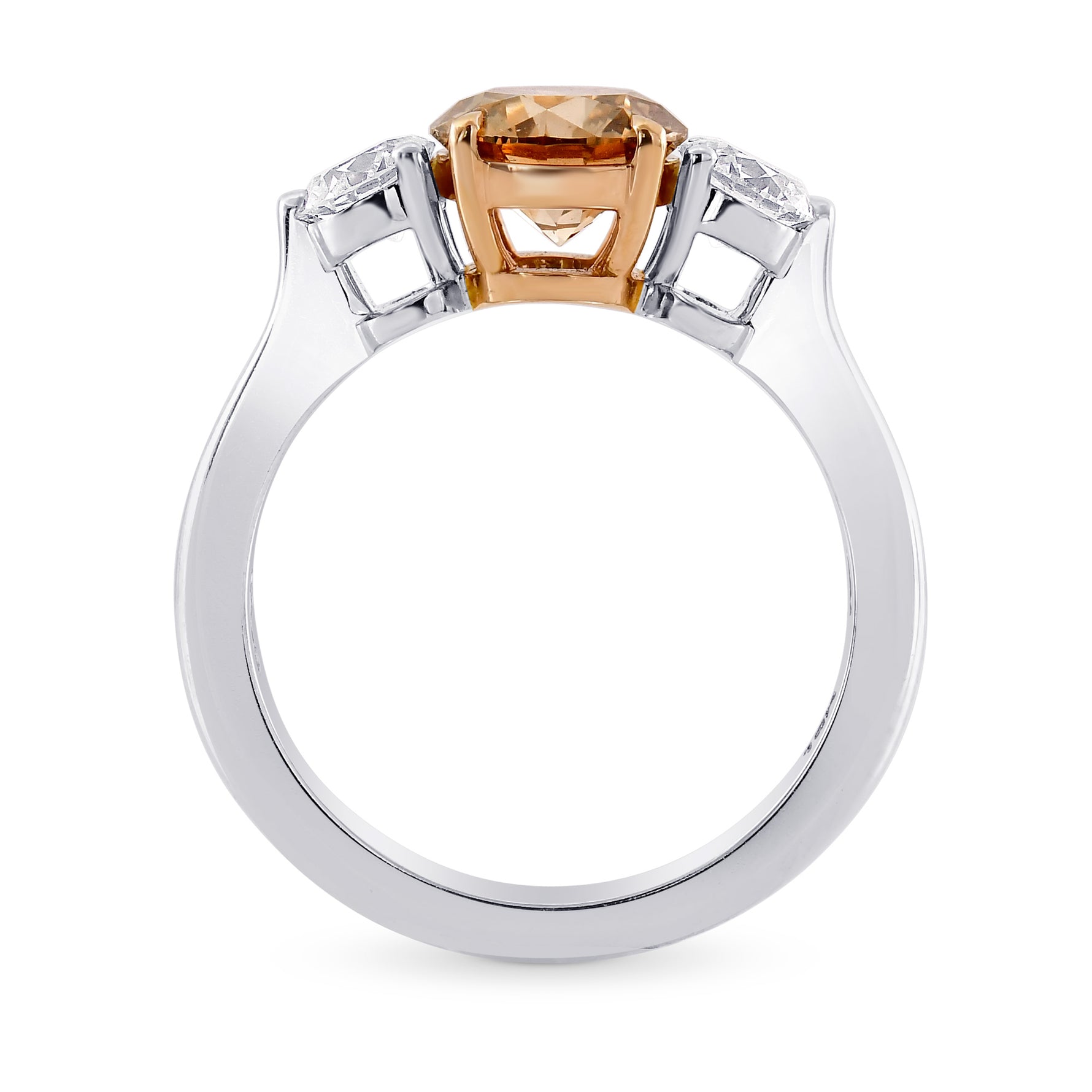 Fancy Brown Round Brilliant Three Stone Ring