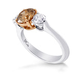 Fancy Brown Round Brilliant Three Stone Ring