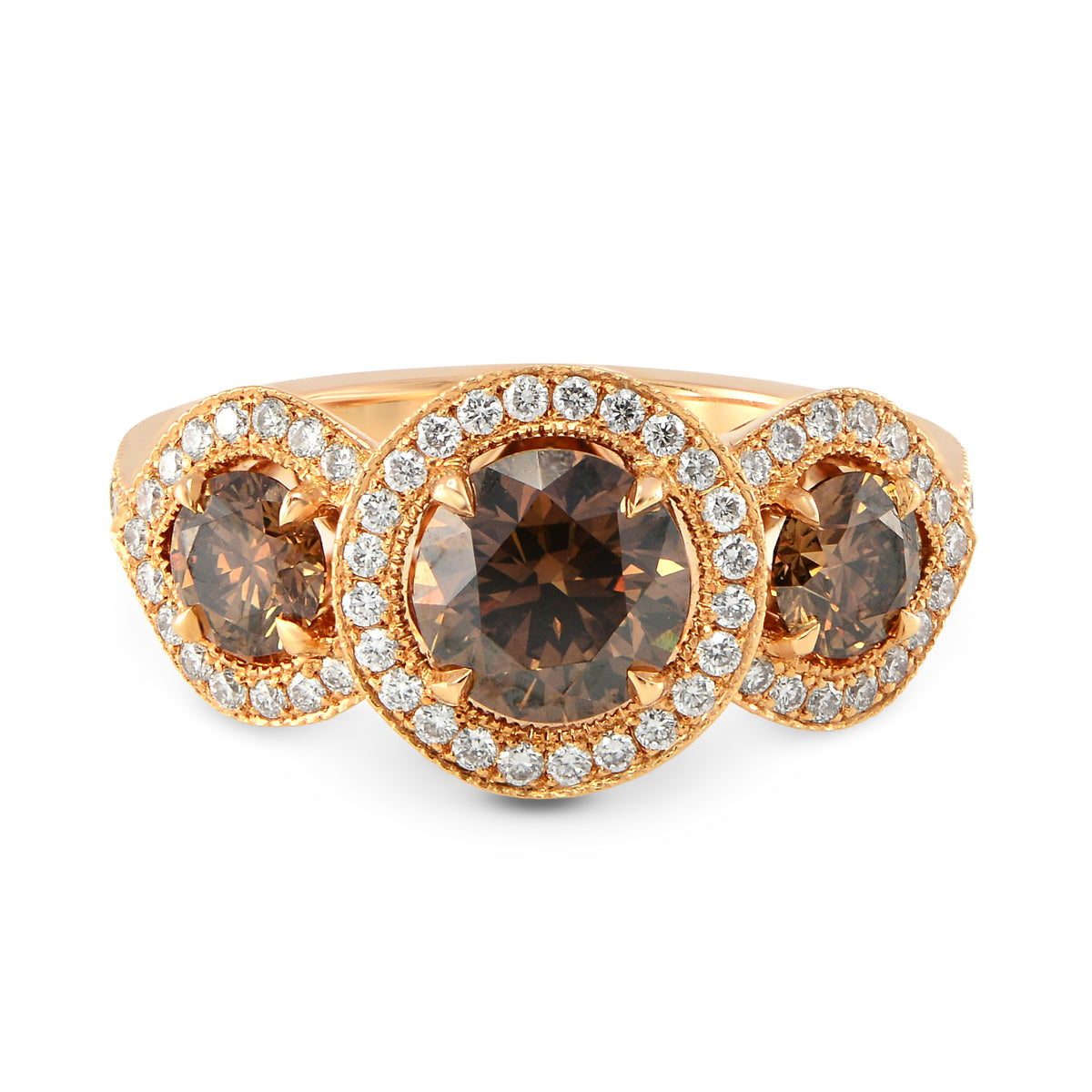 Fancy Brown Diamond 3 Stone Engagement Ring