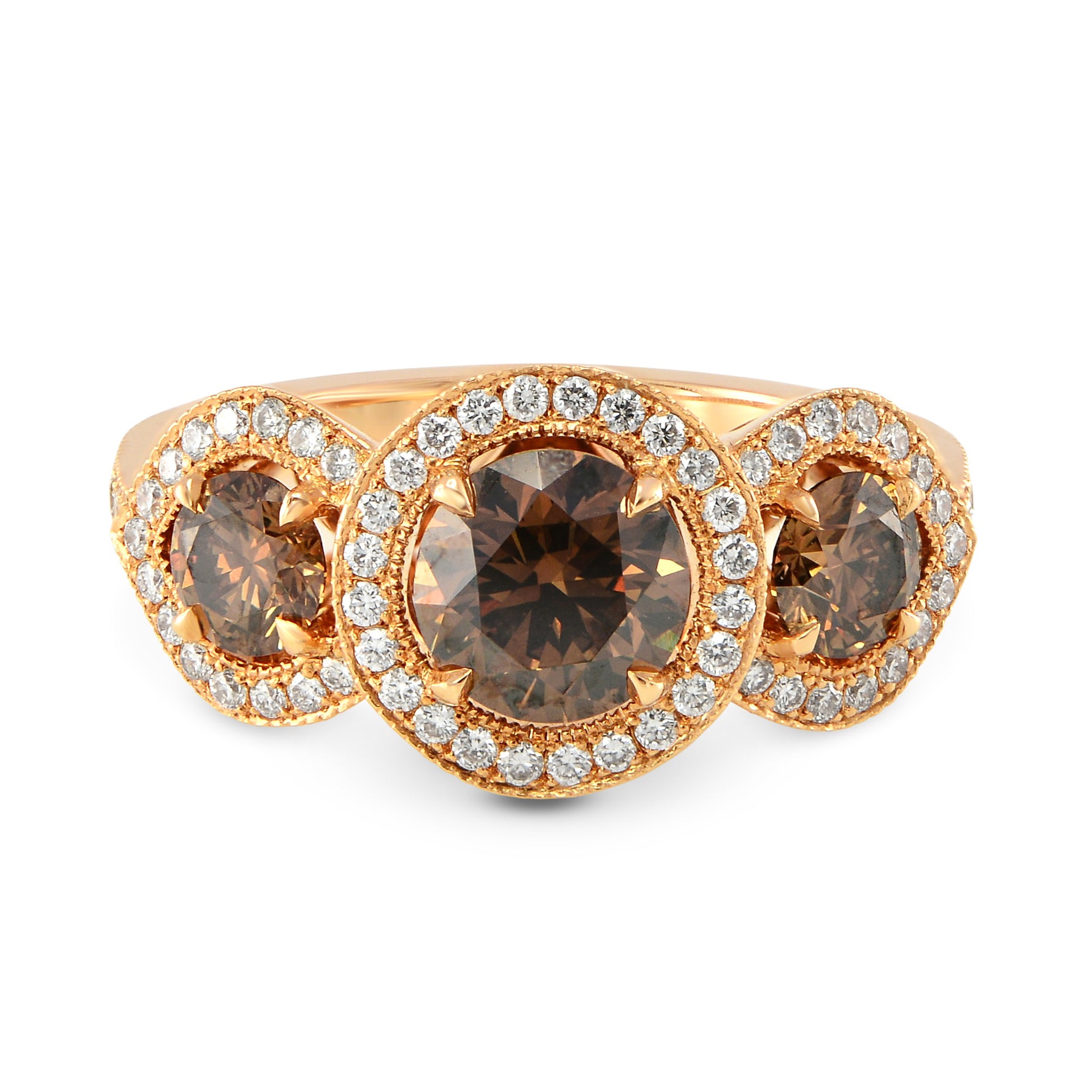 Fancy Brown Diamond 3 Stone Engagement Ring