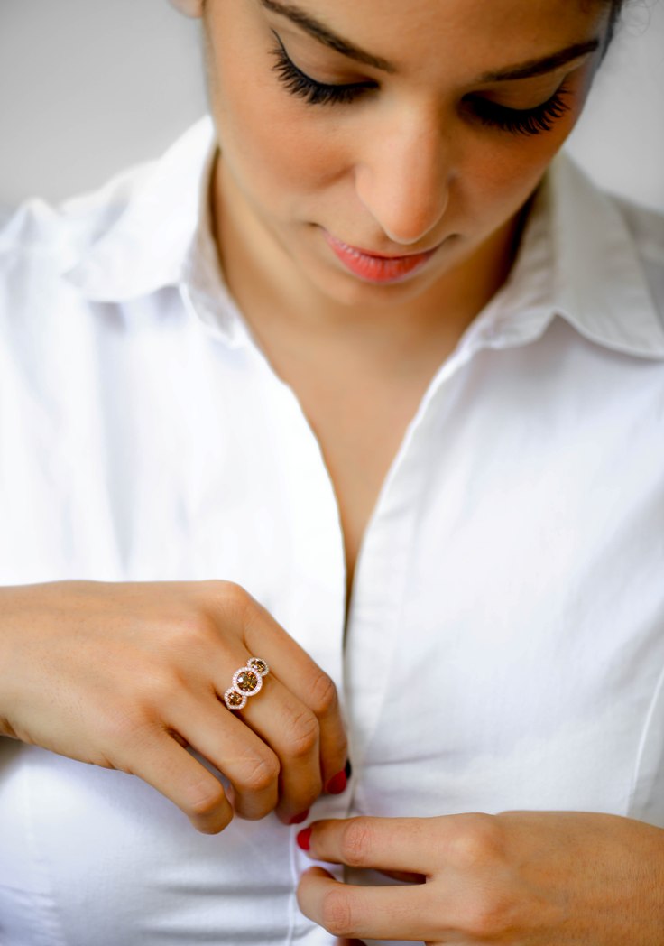 Fancy Brown Diamond 3 Stone Engagement Ring