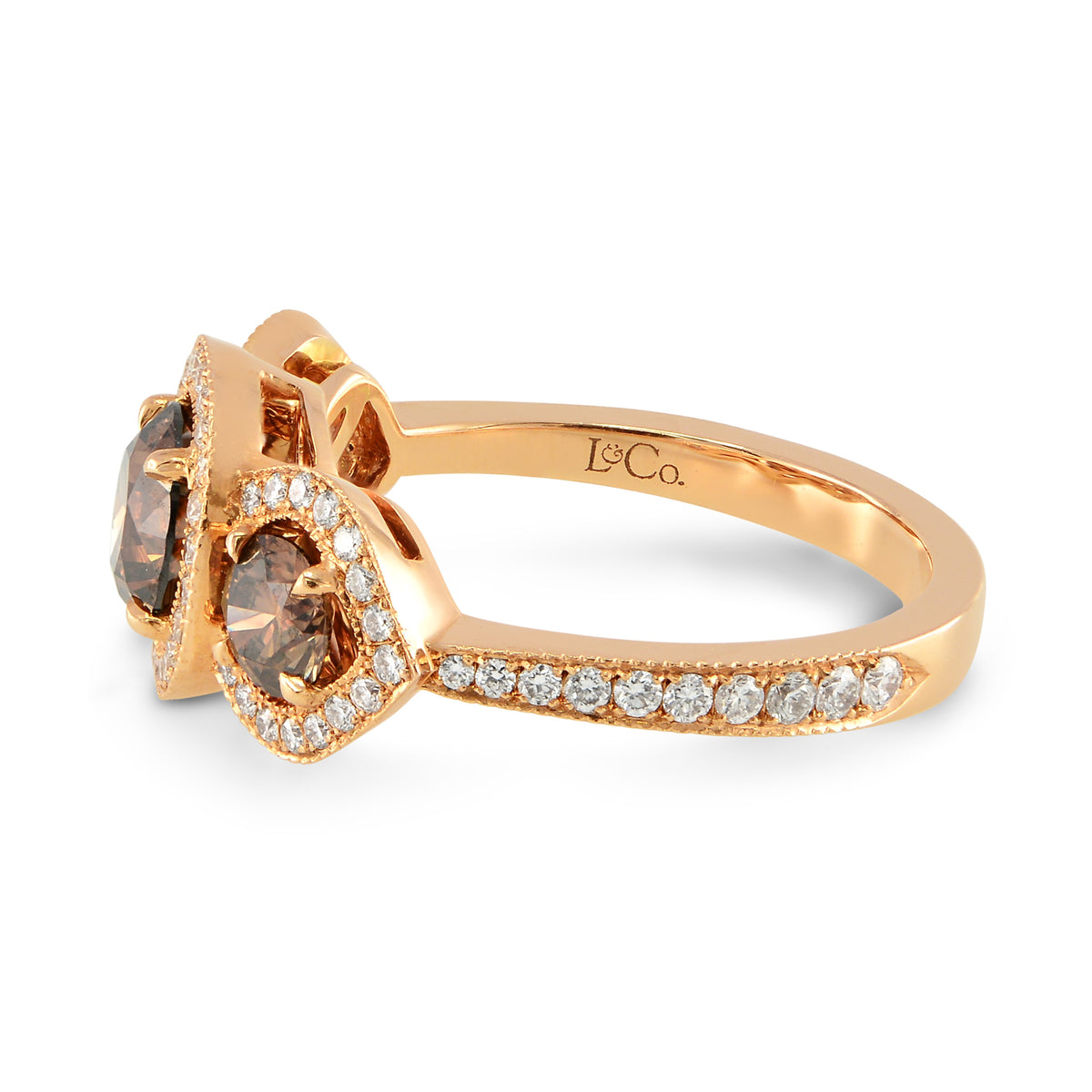Fancy Brown Diamond 3 Stone Engagement Ring