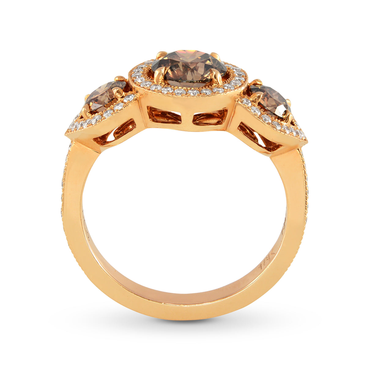 Fancy Brown Diamond 3 Stone Engagement Ring