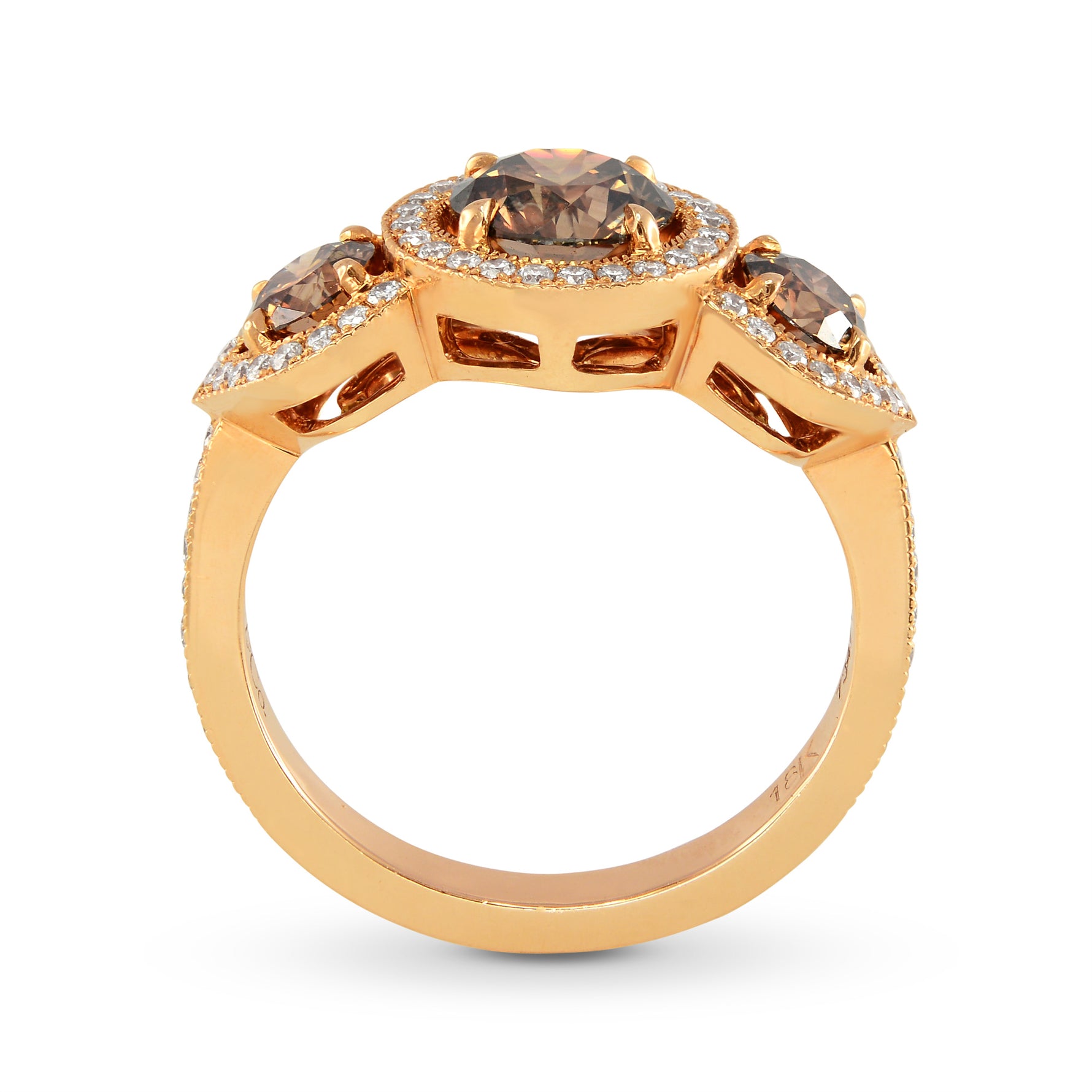 Fancy Brown Diamond 3 Stone Engagement Ring