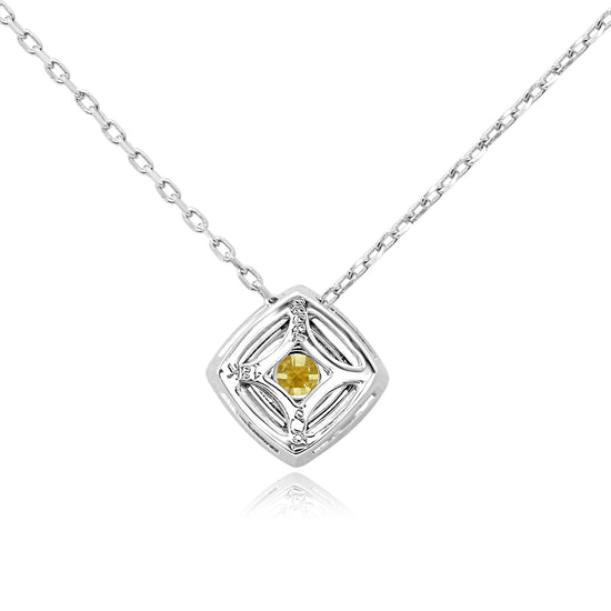 Fancy Yellow Cushion Diamond Halo Pendant