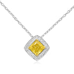 Fancy Yellow Cushion Diamond Halo Pendant