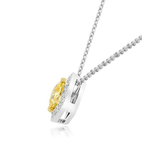 Fancy Yellow Cushion Diamond Halo Pendant