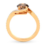 Fancy Brown Round Diamond Cross-over Engagement Ring