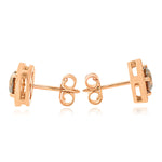 Fancy Brown Round Diamond Floating Halo Earrings