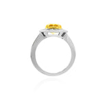 Fancy Intense Yellow Radiant Diamond & Baguette Halo Ring