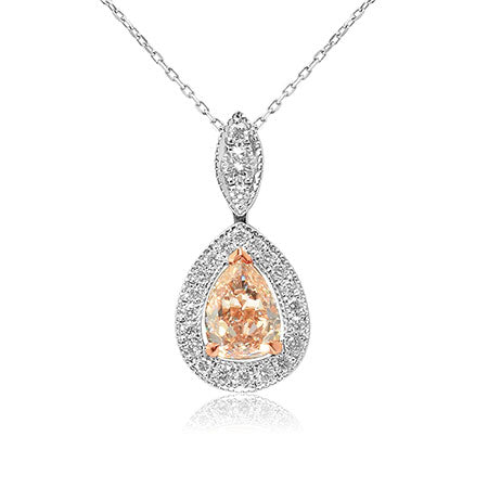 Fancy Light Brownish Pink Pear Diamond Drop Pendant
