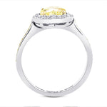 Fancy Intense Yellow Heart Shape Halo Diamond Ring 