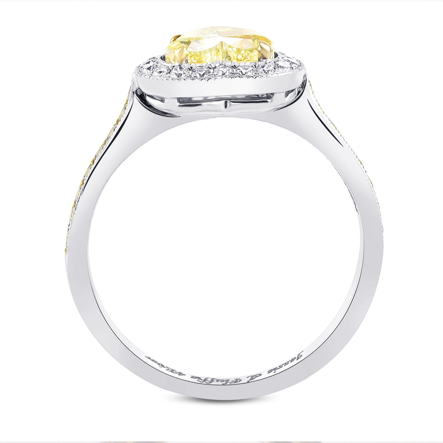Fancy Intense Yellow Heart Shape Halo Diamond Ring 