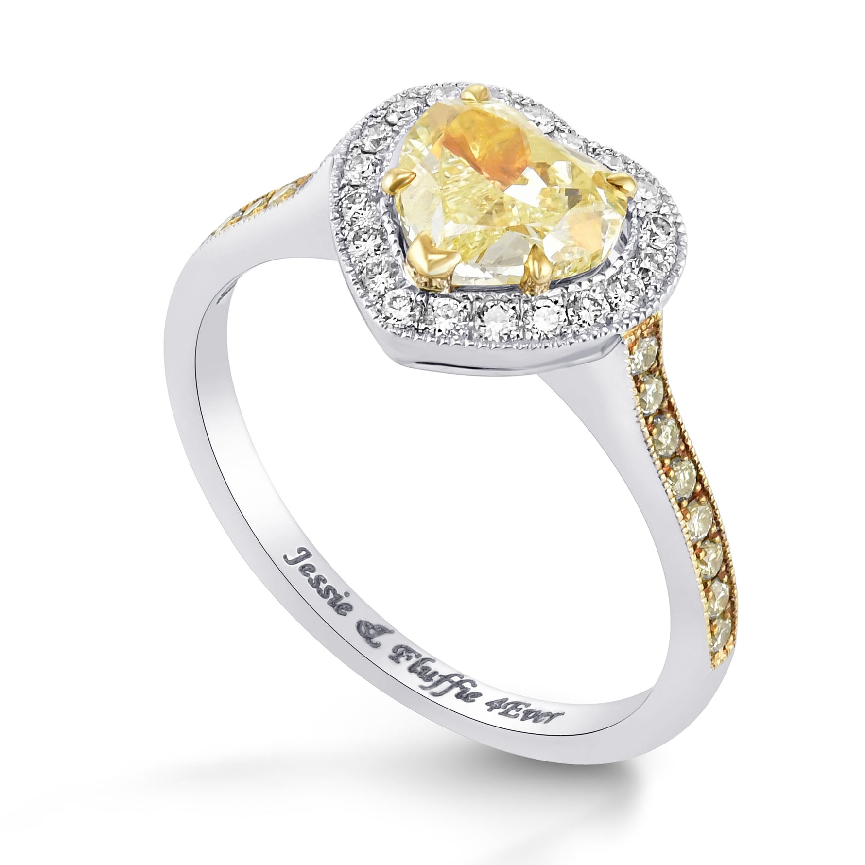 Fancy Intense Yellow Heart Shape Halo Diamond Ring 