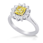 Fancy Intense Yellow Cushion Diamond Halo Ring